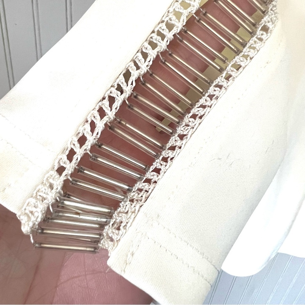 Forever Unique NWT Cream Beaded Sleeve Short Sheath Cocktail Dress - Picture 3 of 10